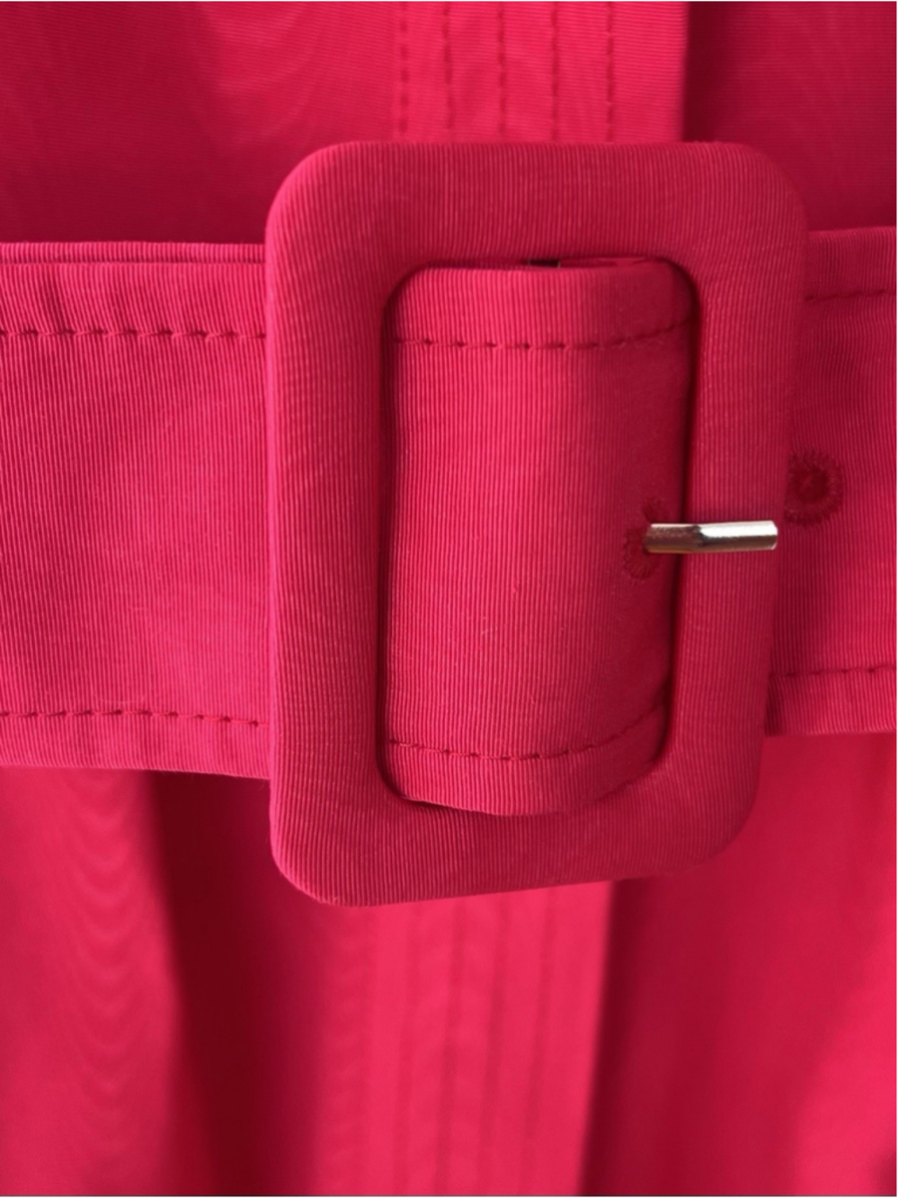 New Tuckernuck Red Chloe Midi Dress L Belted Collared Moir Classic Elegant - Picture 10 of 14